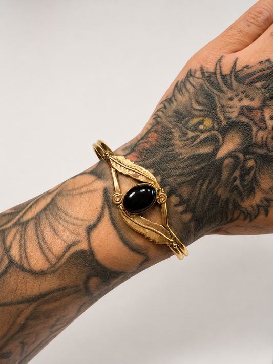 Obsidian Brass bracelet