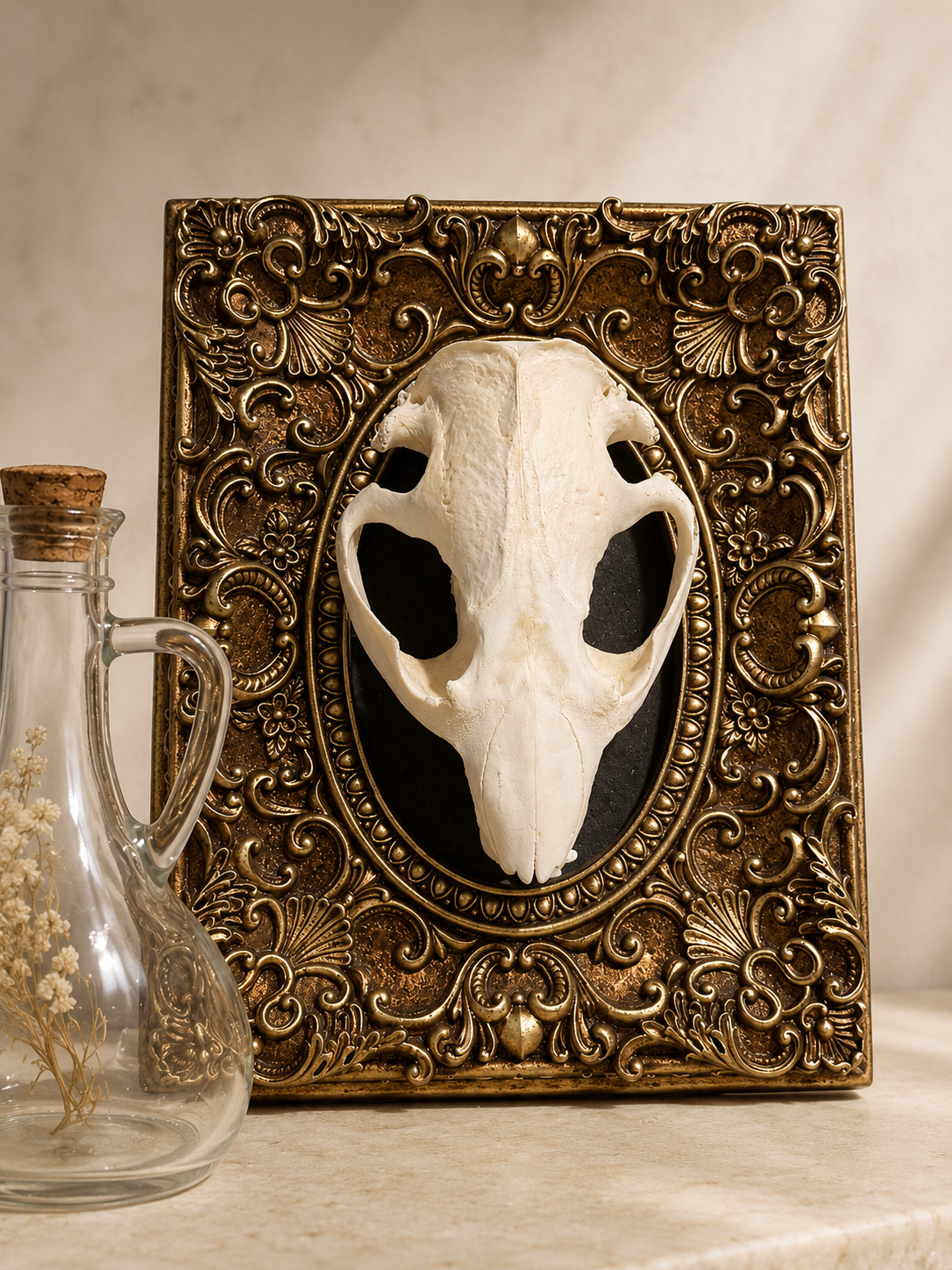 Beaver skull in frame