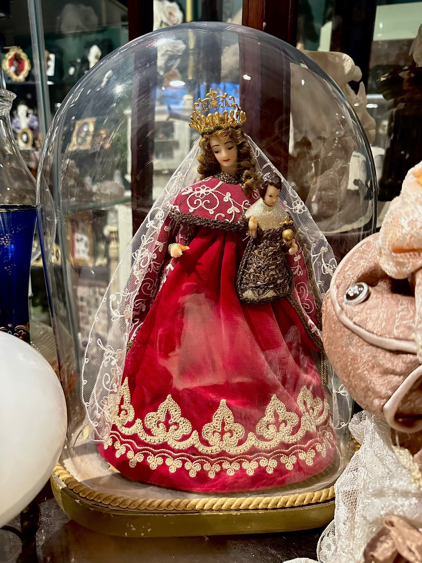 Victorian wax figure in authentic glass dome