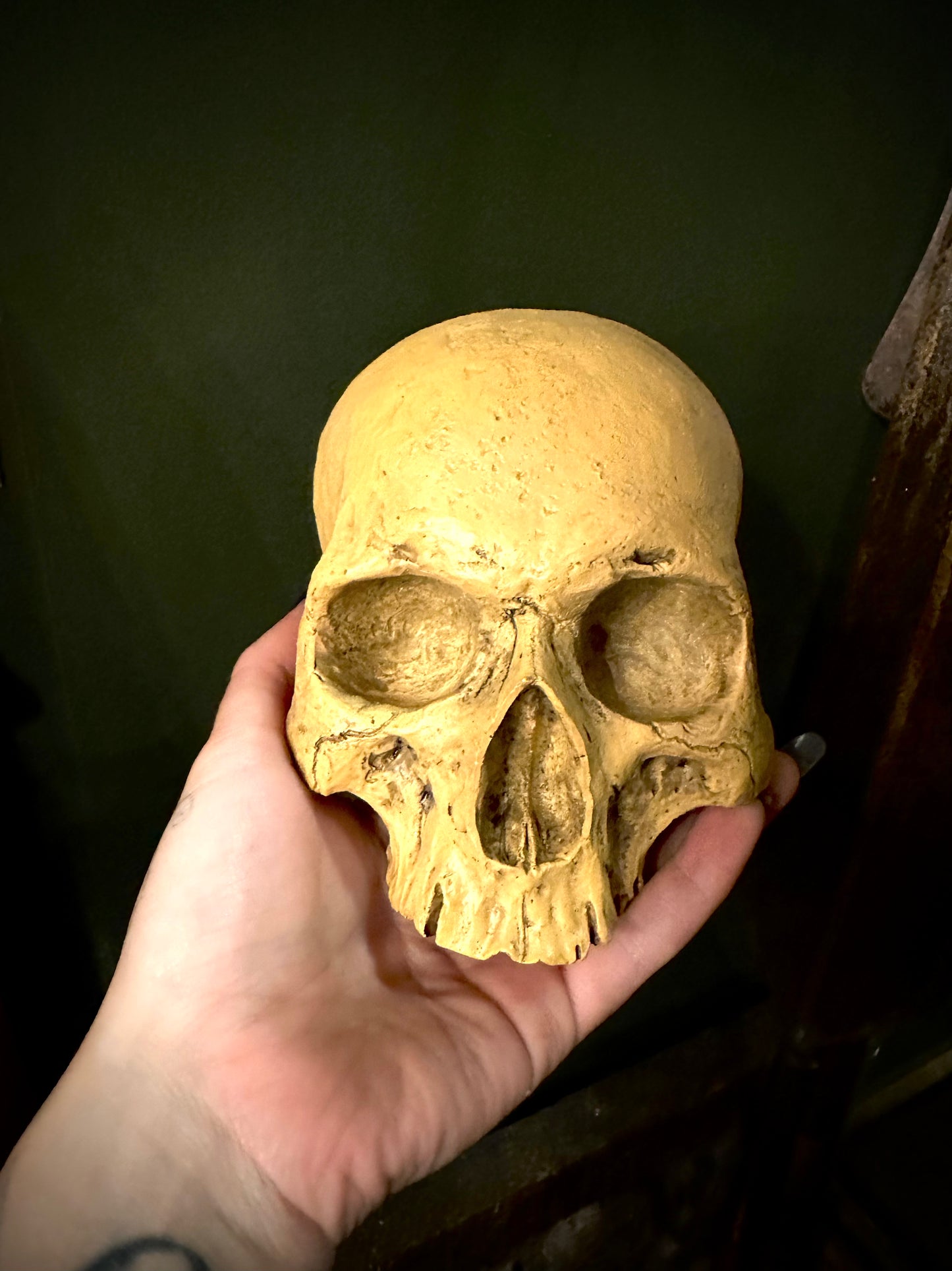 Wall hanging human skull