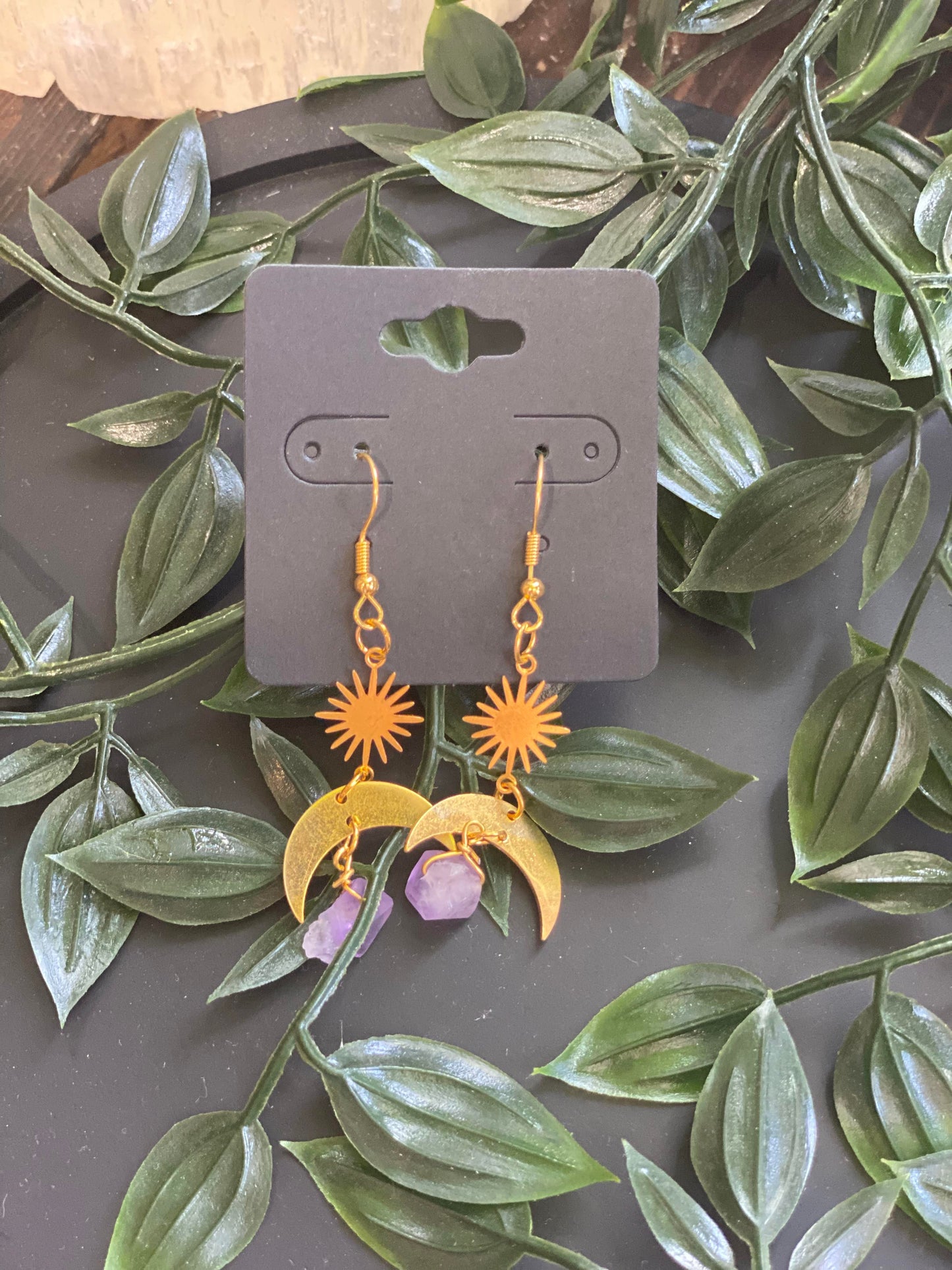 Quarter moon amethyst earrings