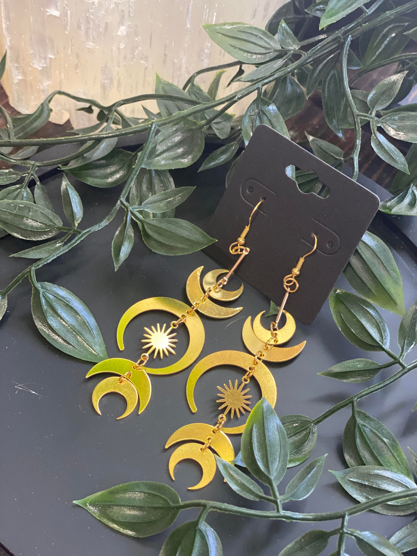 Gold moon earrings