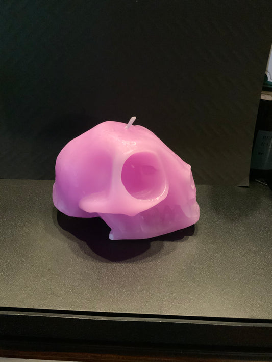 Purple cat skull candle