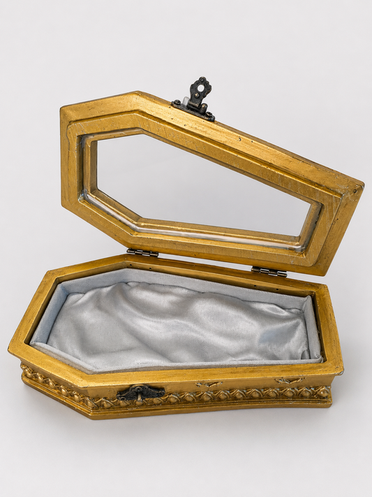 Coffin Glass box with white backing