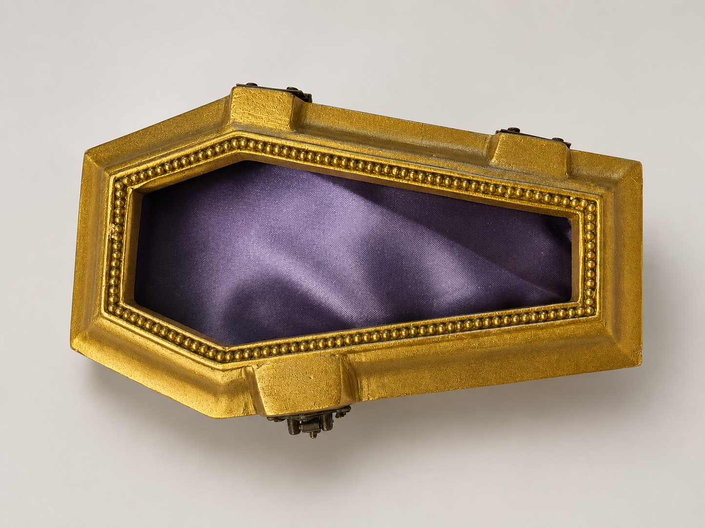 Gold & purple coffin Glass box