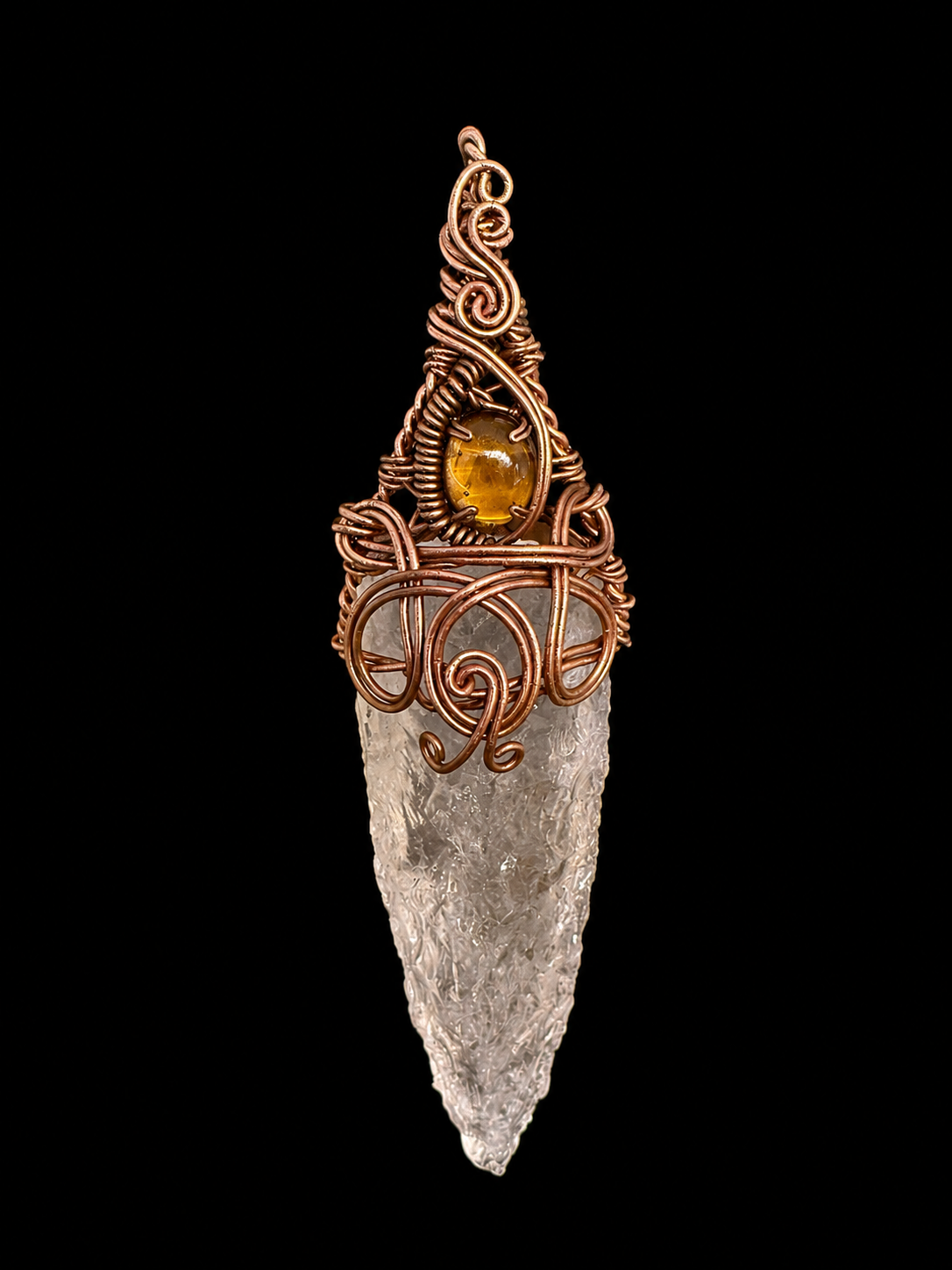 Himalayan quartz wrapped necklace