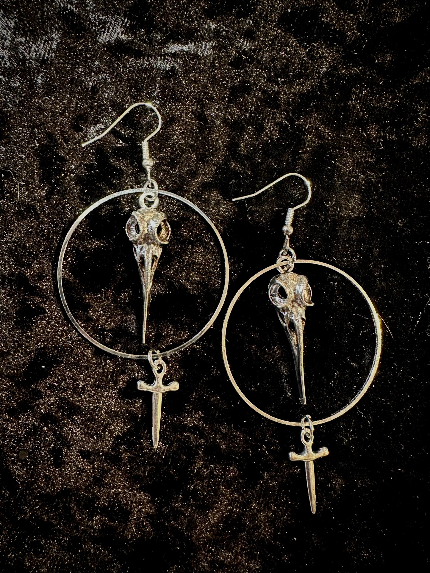 Crow & sword earrings