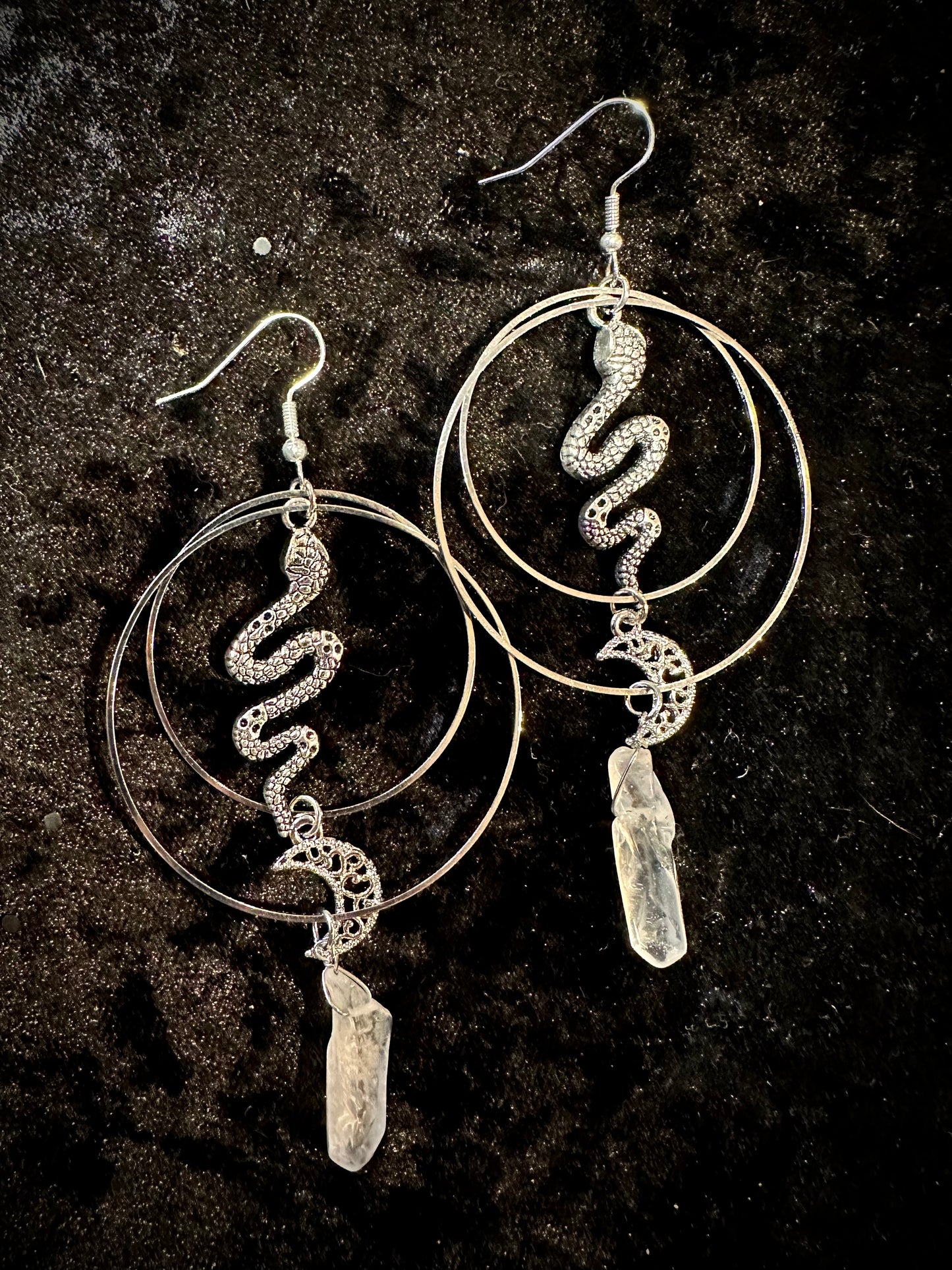 Snake & quartz earrings