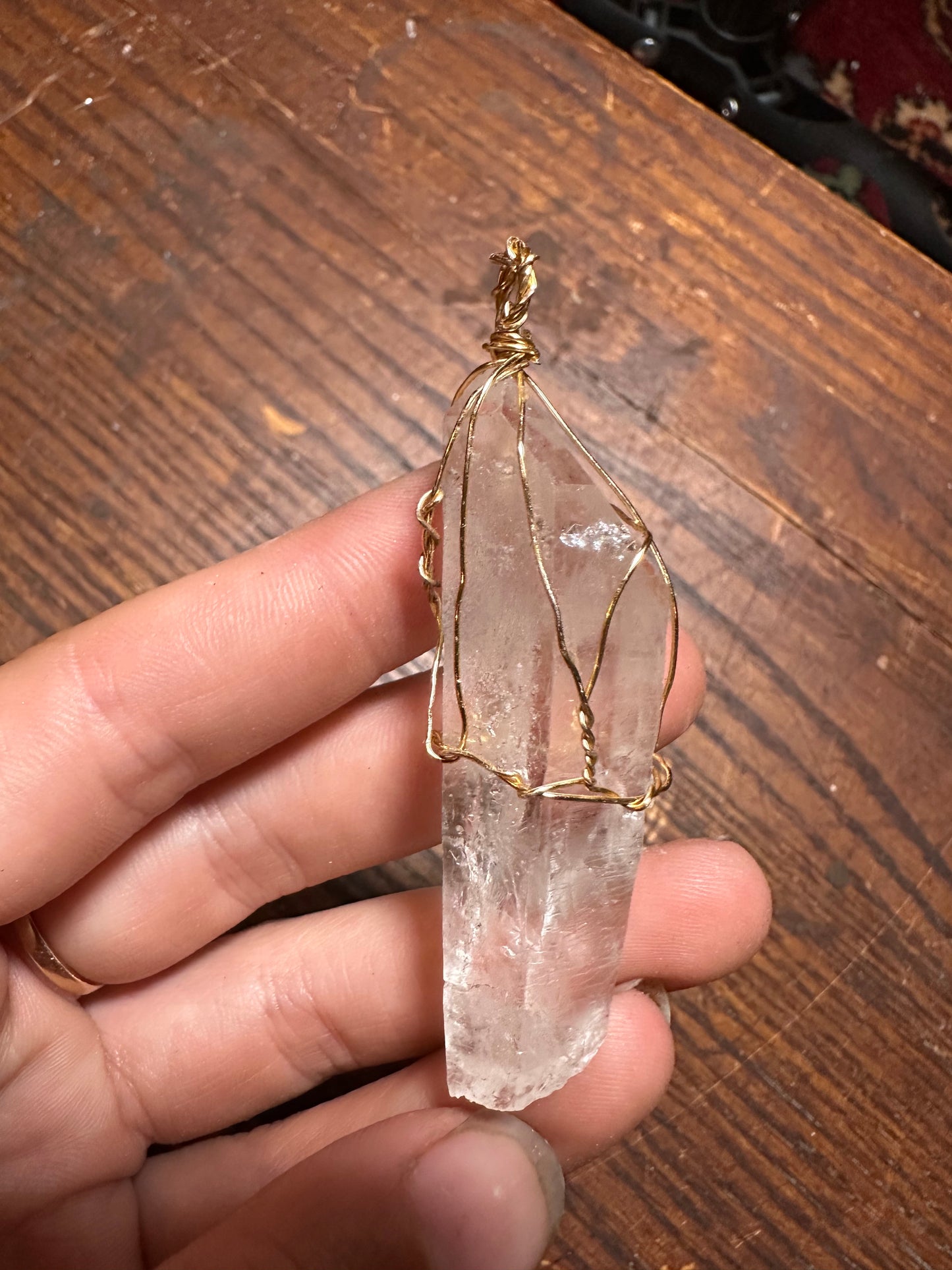 Large quartz wire wrapped pendant