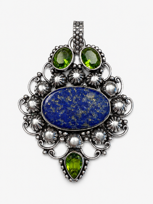 Lapis Lazuli & Lab peridot pendant