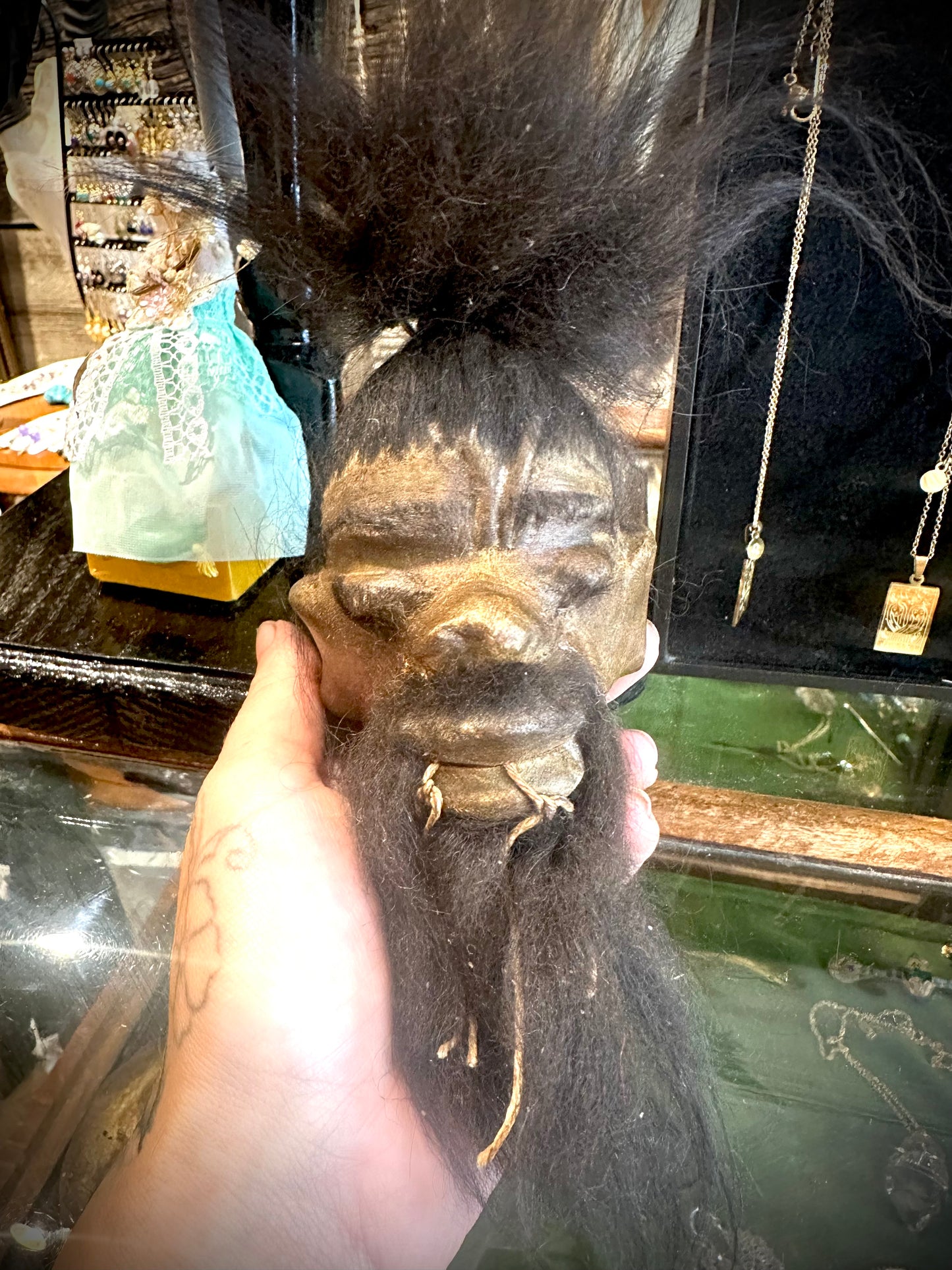 Goat skin shrunken head