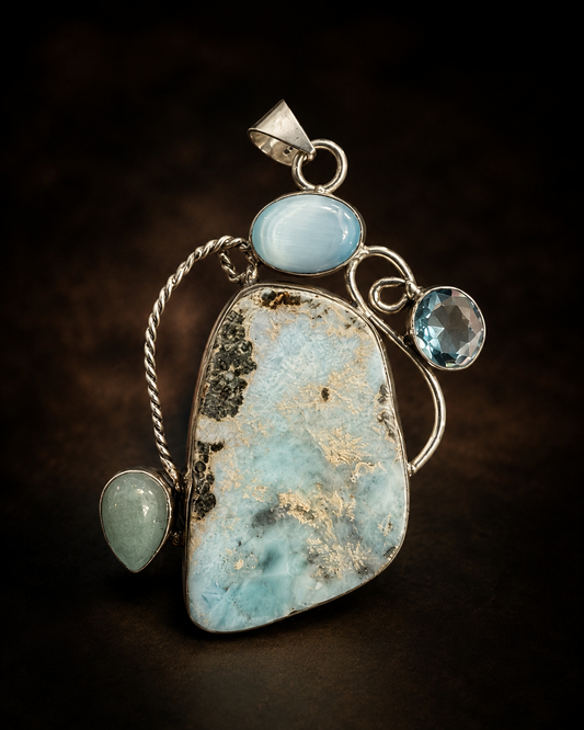 Larimar & other stones pendant