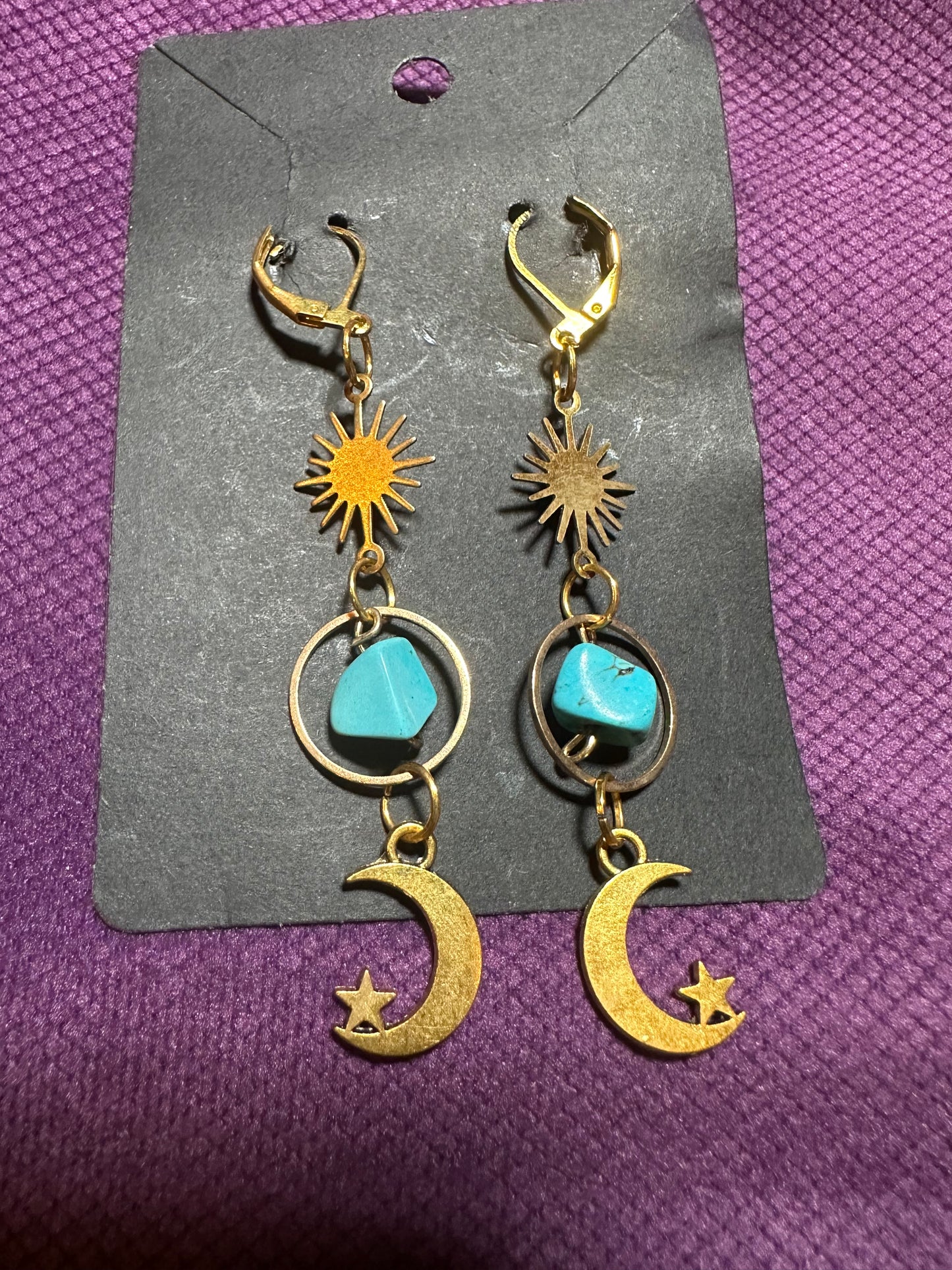 Turquoise & moon earrings