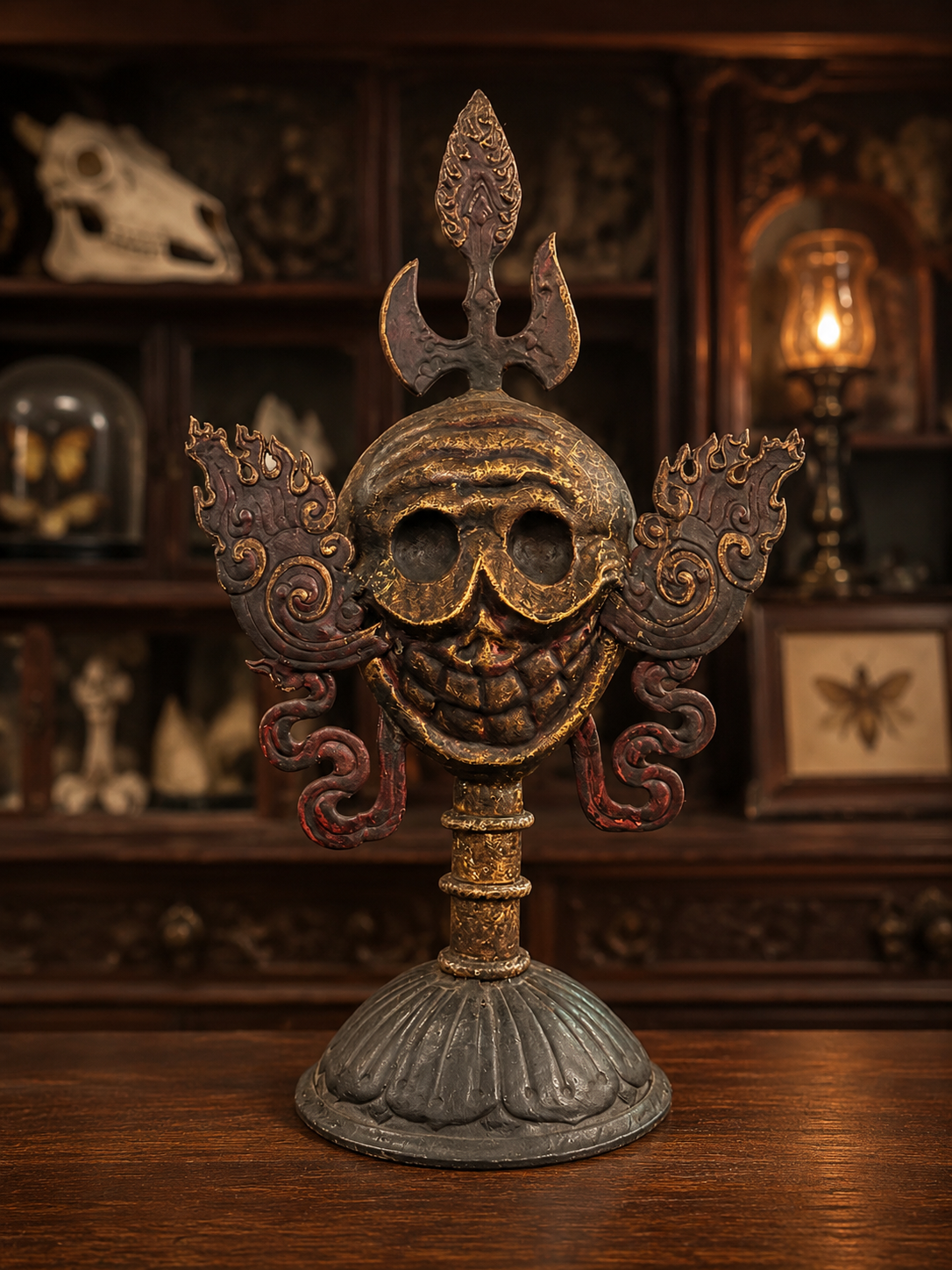 Old Tantric bouddhist altar ornament 12x7 in h