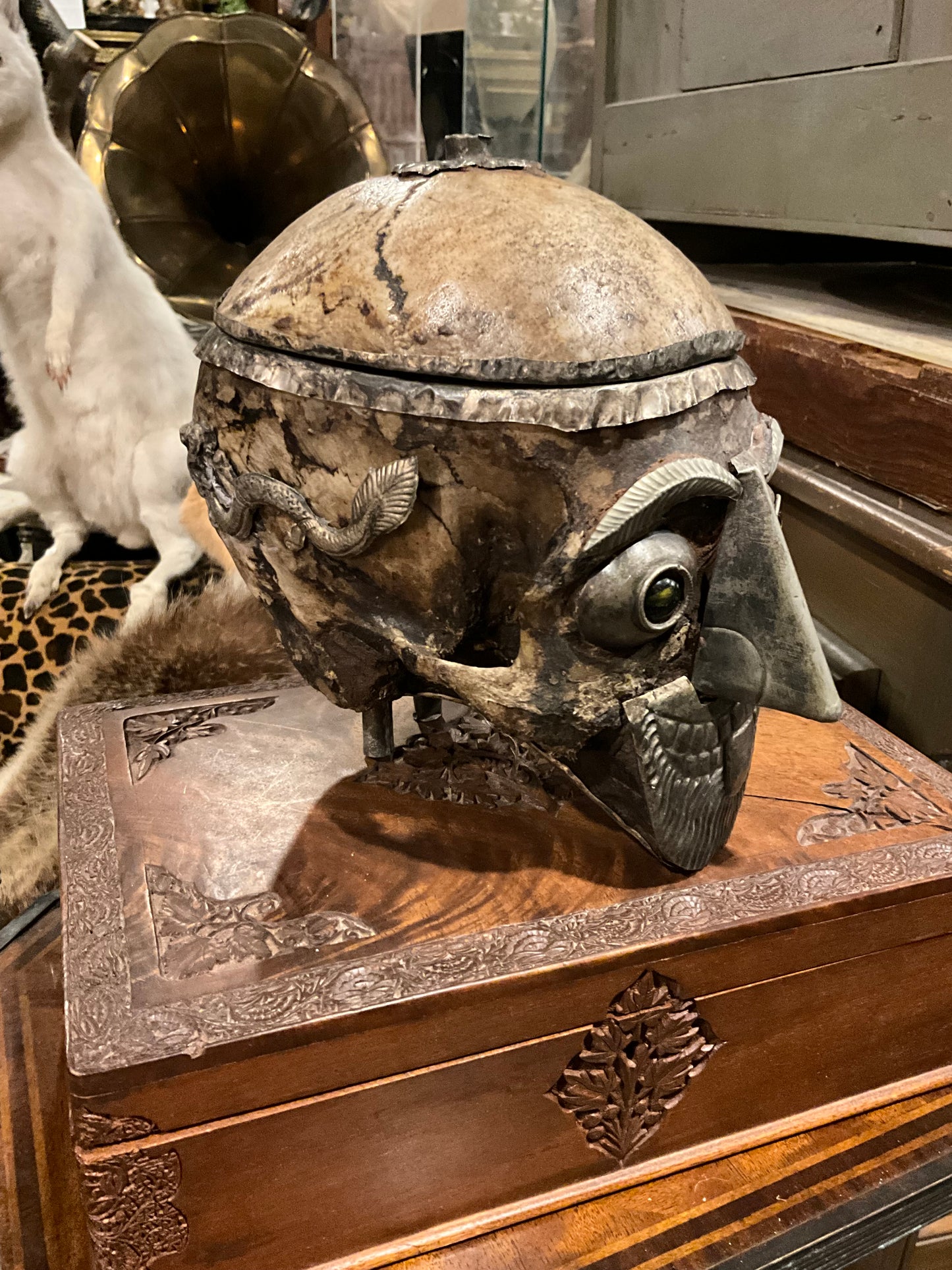 Old tibetan kapala human skull