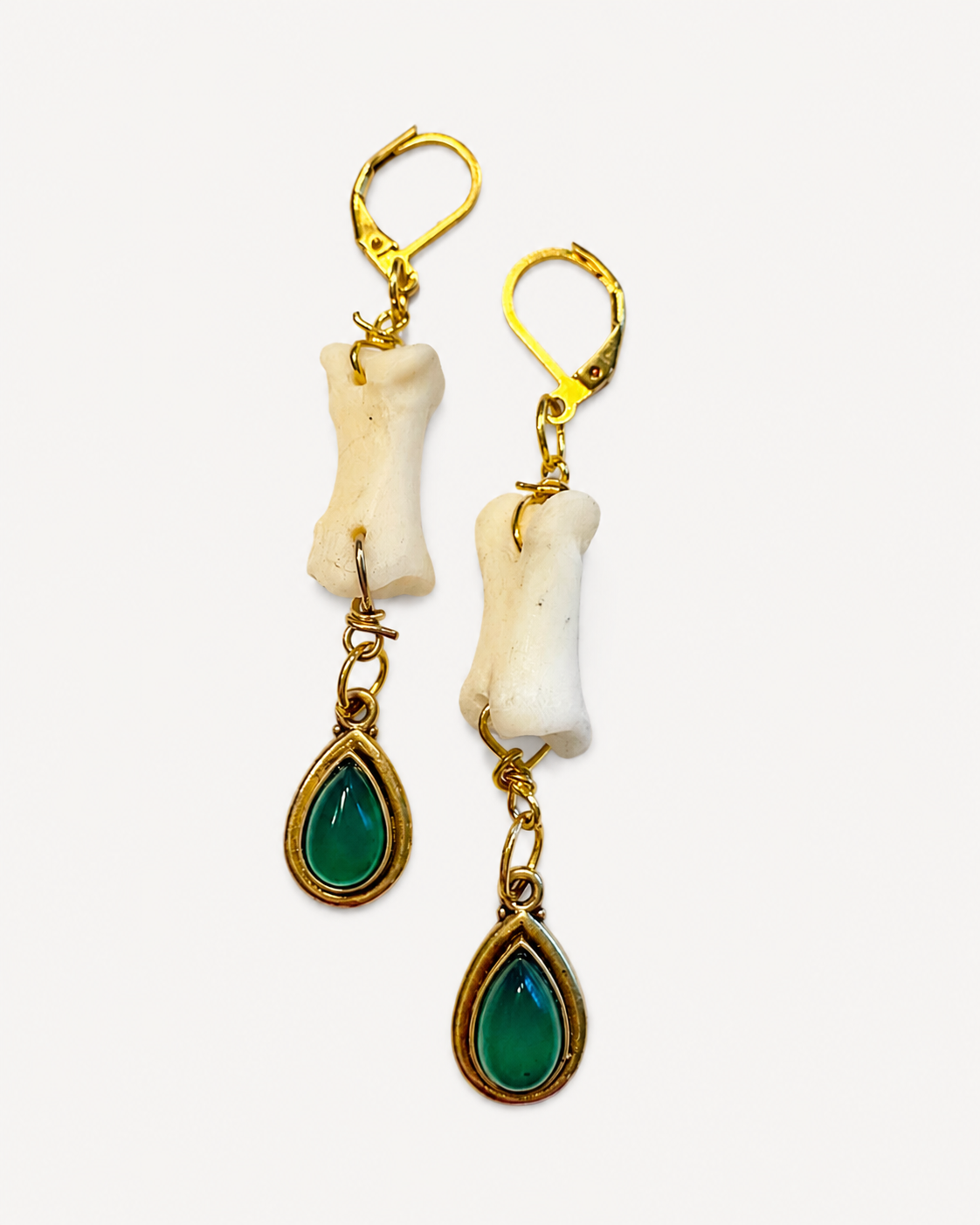 Lynx bones & aventurine earrings
