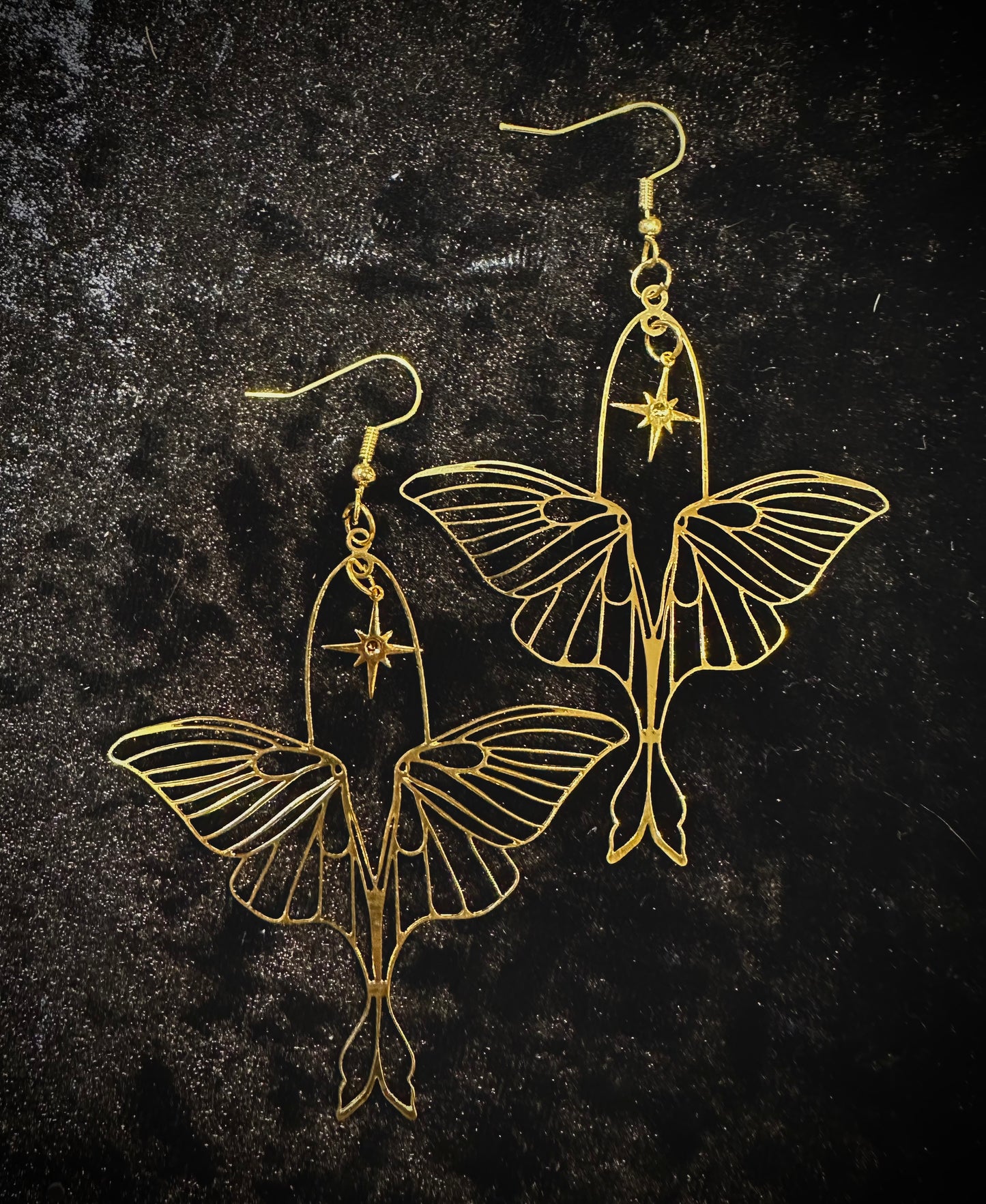 Gold moth earrings