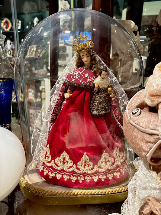 Victorian wax figure in authentic glass dome