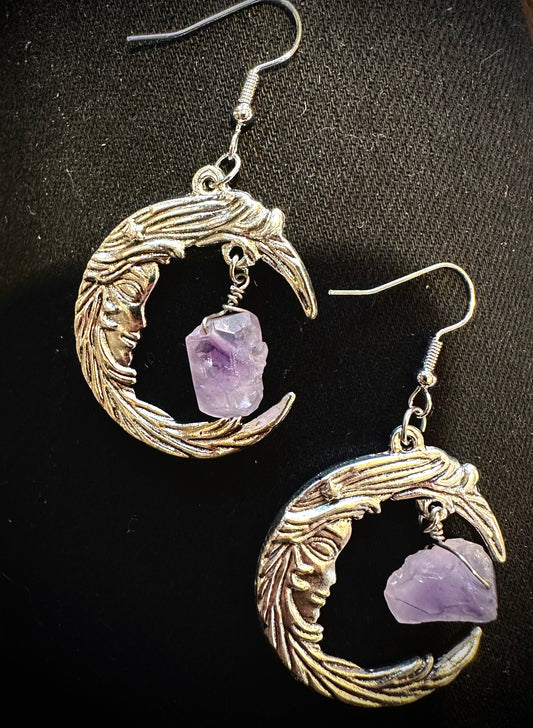 Moon & amethyst earrings