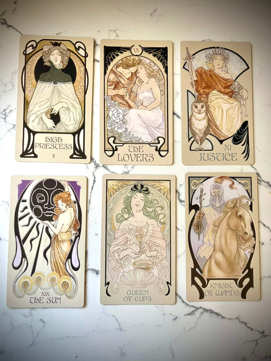 Illuminated art nouveau tarot deck