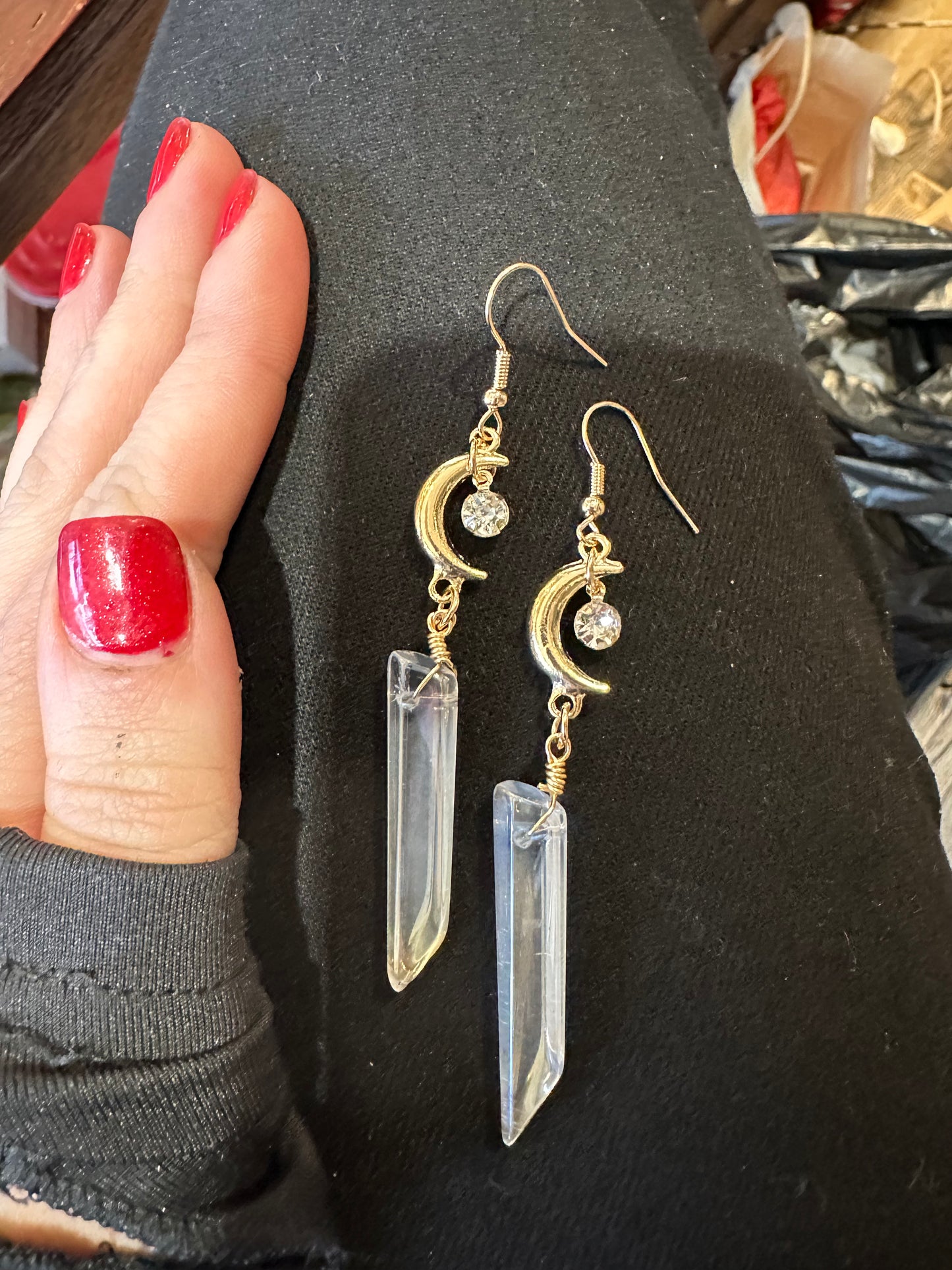 Moon & crystal earrings