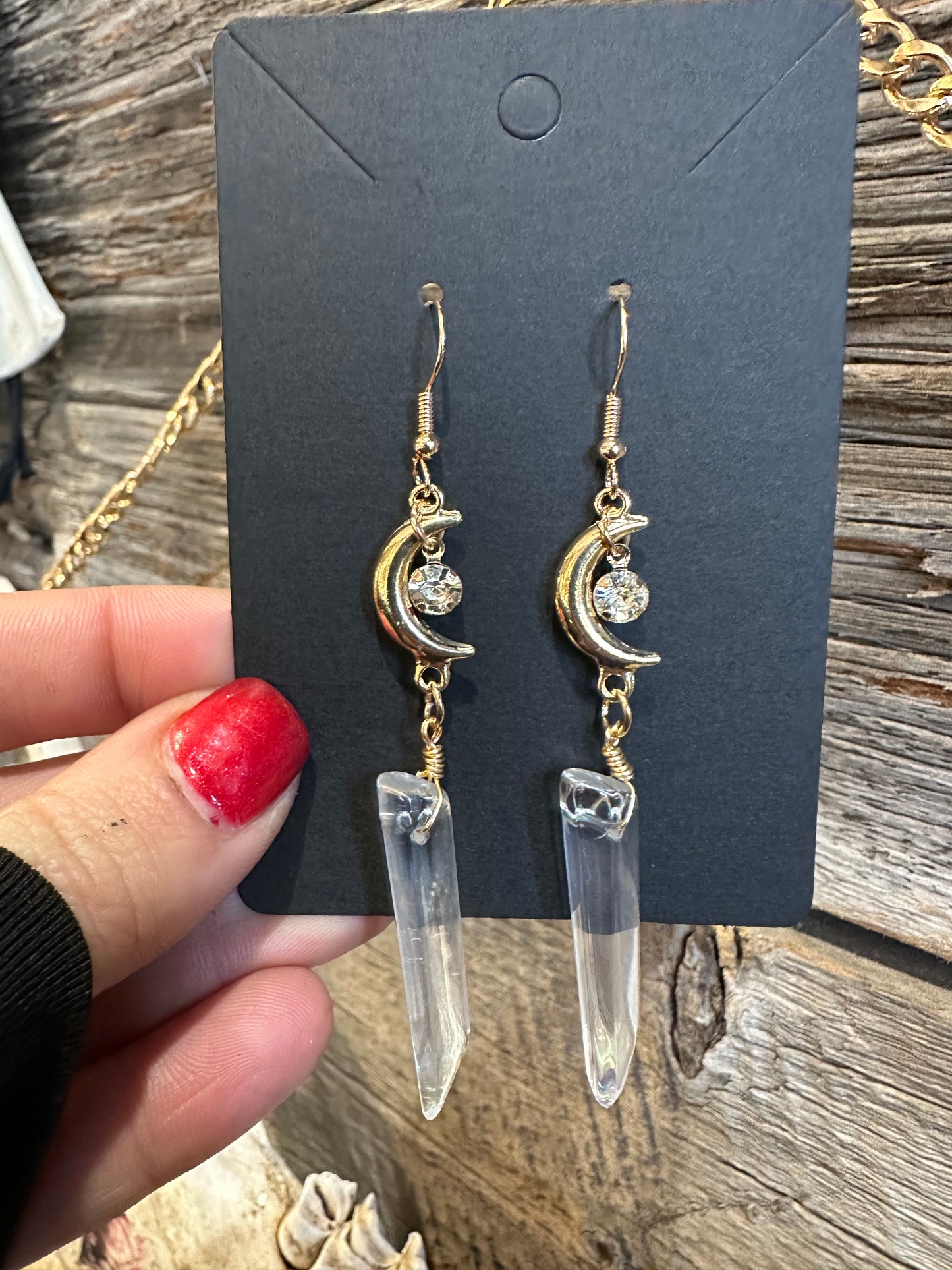 Moon & crystal earrings