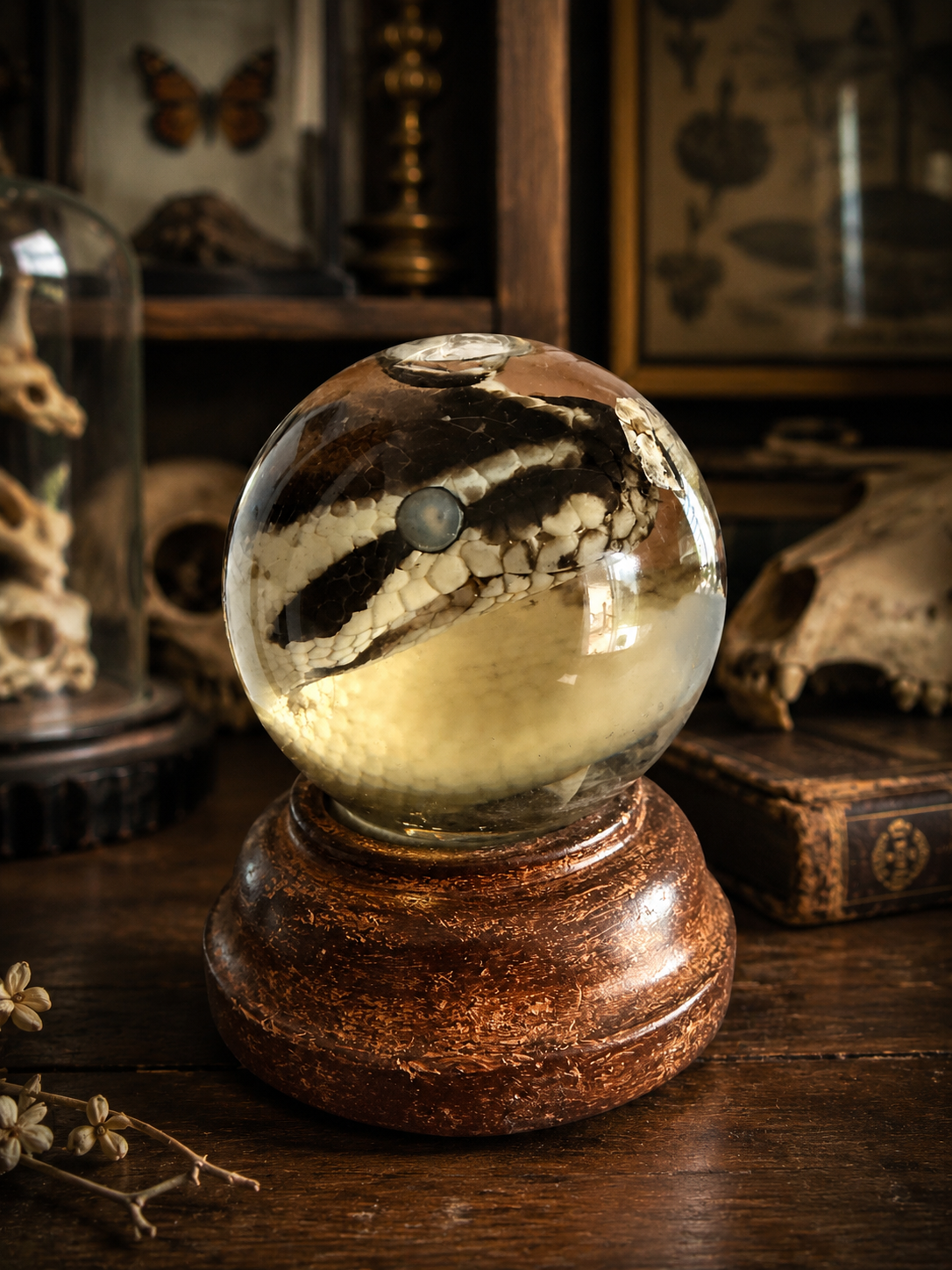 Python head in Ball wet specimen