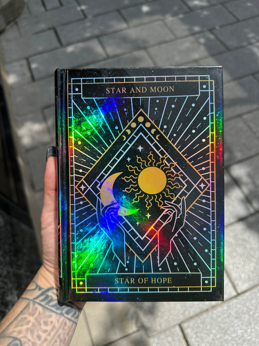 Iridescent moon & sun notebook