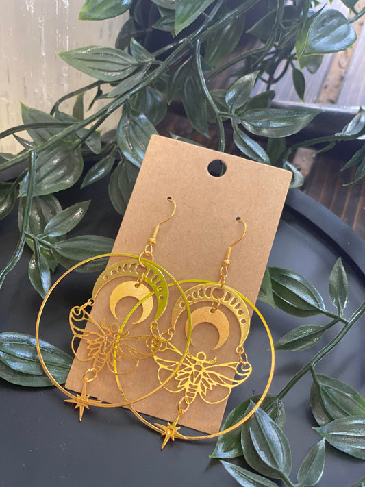 Moth & moon earrings