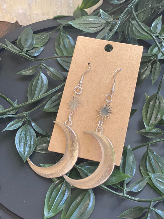 Silver moon earrings