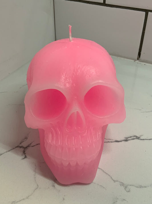 Pink skull candle