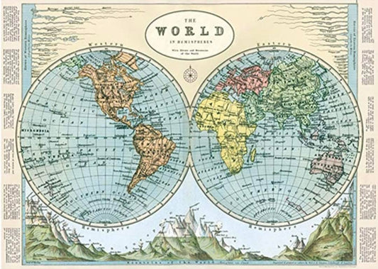 The world hemisphere print 19x27